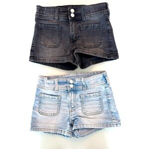 H&M Black and Light Blue Denim Shorts Set